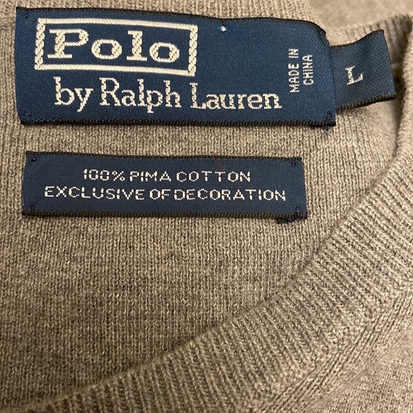 Polo by Ralph Lauren Gray V Neck Sleeveless Pullover Sweater Size Large. - Picture 3 of 5